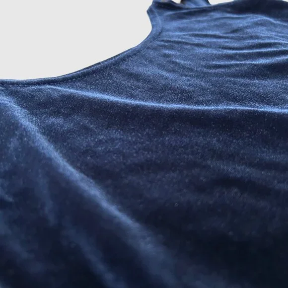 M Studio Floor Length 90s Glam Vintage Velour Dress - Midnight Blue - US XS - Picture 3 of 5